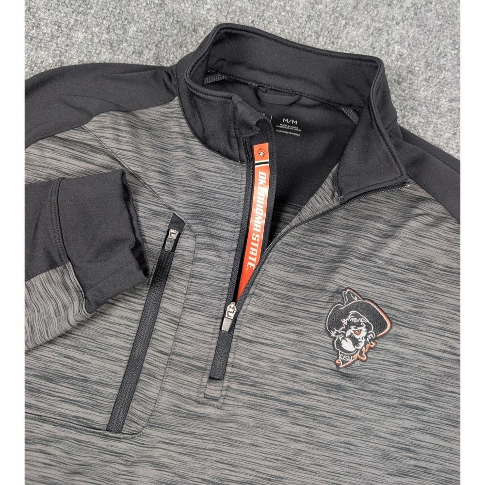 Oklahoma State Cowboys Levelwear‎ 1/4 Zip Pullover Mens M Gray Black Performance